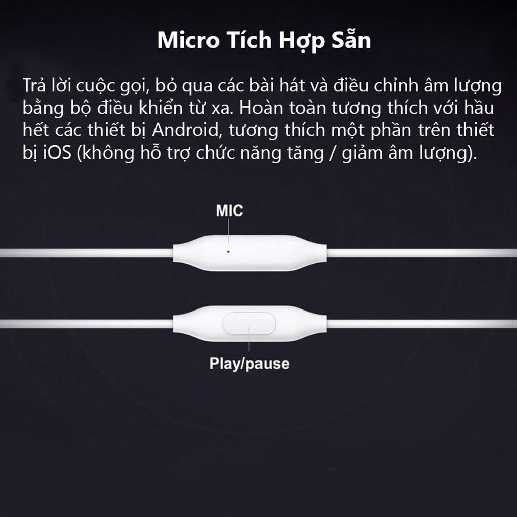 Tai nghe nhét tai Xiaomi Piston jack 3.5mm, âm thanh chân thực, nhựa TPE cao cấp, có mic