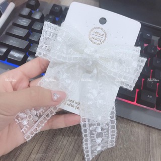 🎀 CỘT TÓC NƠ REN TẦNG DÀI - [Nhà Nấm handmade]