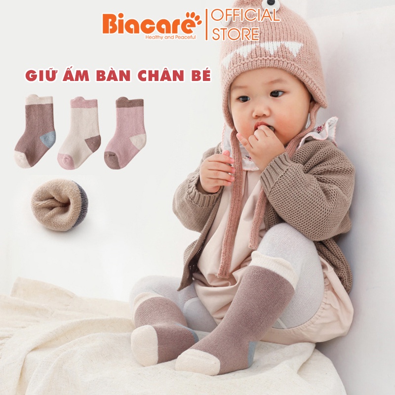 Combo 3 tất cao cổ cho bé sơ sinh, Tất trẻ em hình thú cực yêu cho trẻ Biacare 0 - 3 Tuổi