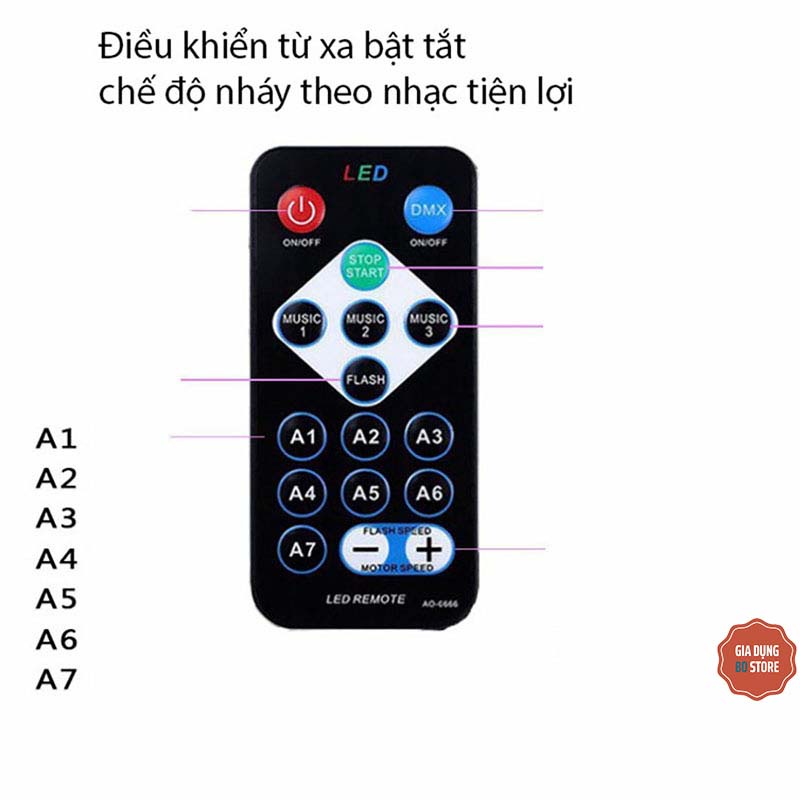 Đèn led bar nháy theo nhạc mini có điều khiển từ xa