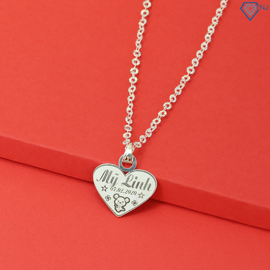 Vòng cổ bạc cho bé gái hình trái tim khắc tên DCT0075 Trang Sức TNJ