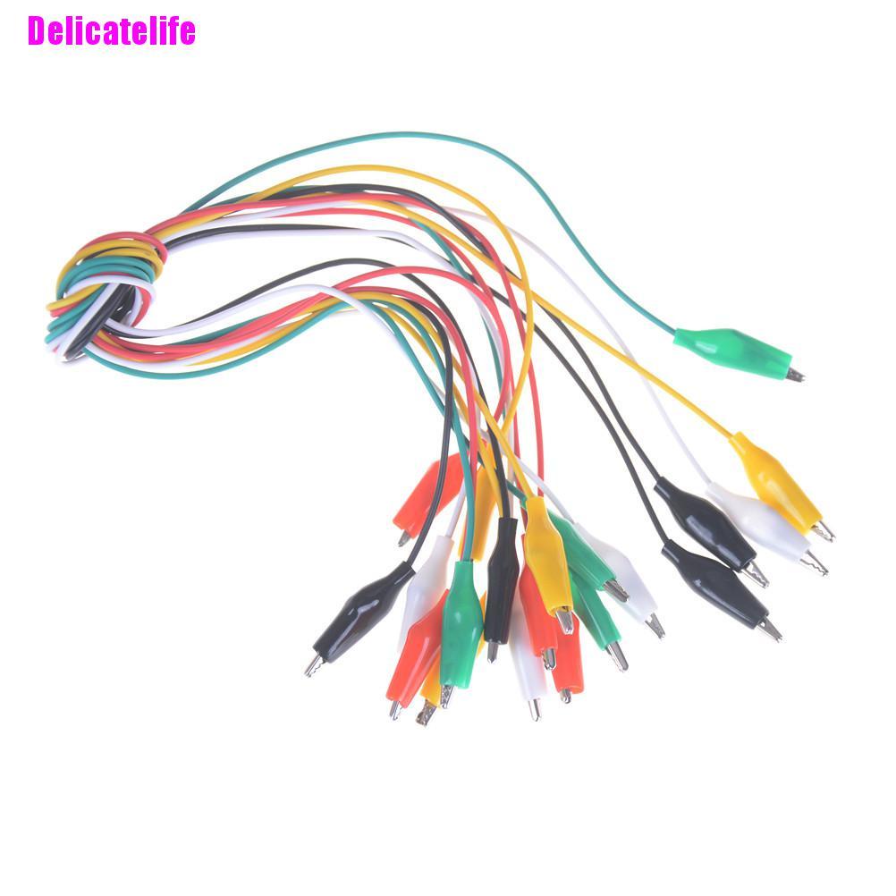 Set 10 Dây Dò Thử Điện Hai Đầu Kẹp Cá Sấu Nhiều Màu Sắc