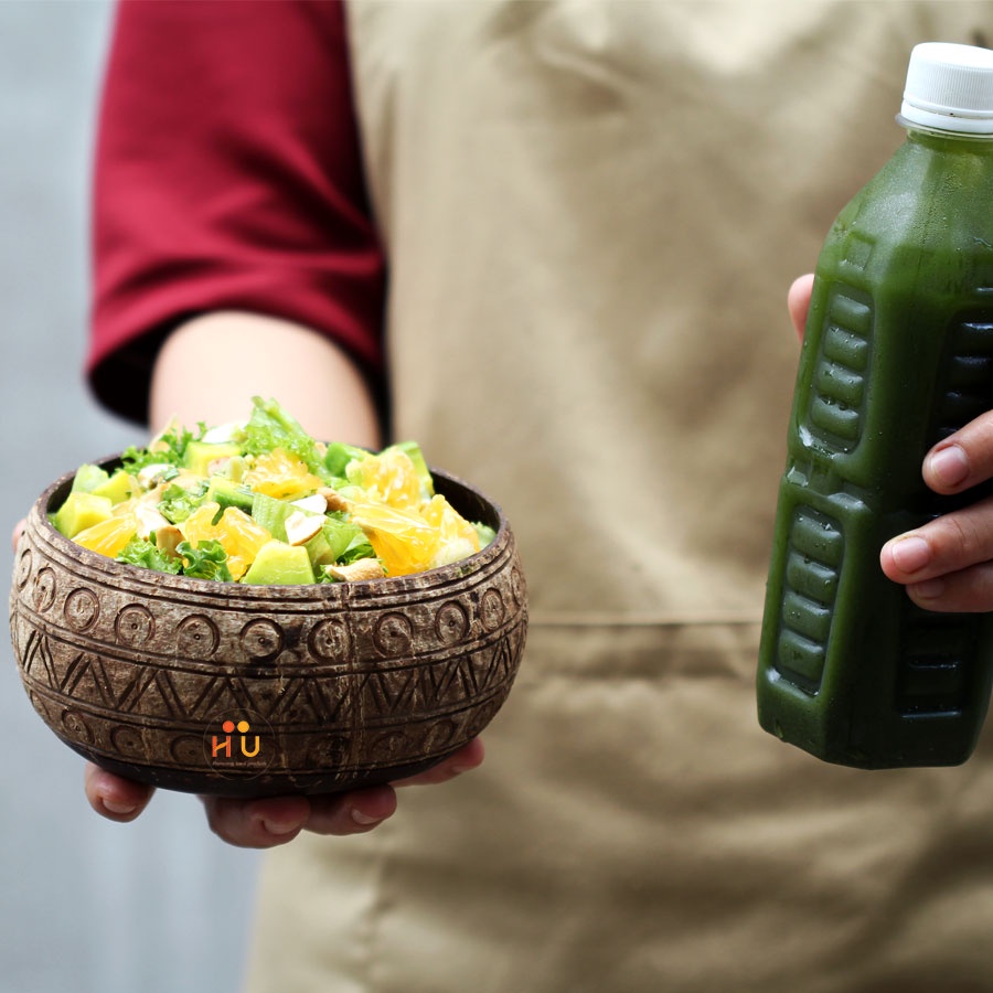 Tô/Bát hoa văn gáo dừa ăn salad rất xinh