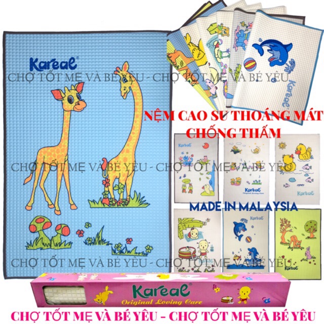 NỆM CAO SU CHỐNG THẤM THOÁNG MÁT CHO BÉ KAREAL MALAYSIA ( NHIỀU MẪU )