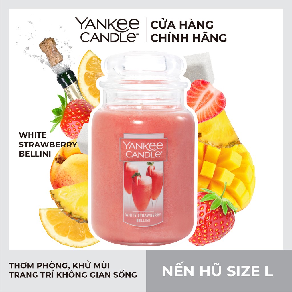 Nến hũ Yankee Candle size L - White Strawberry Bellini