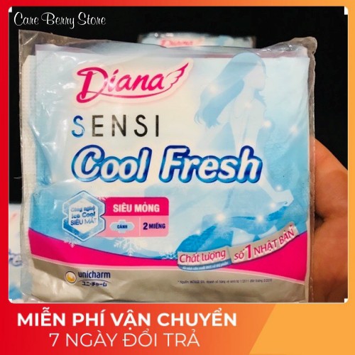 Set 2 miếng băng vệ sinh Diana Sensi Cool Fresh siêu mỏng cánh