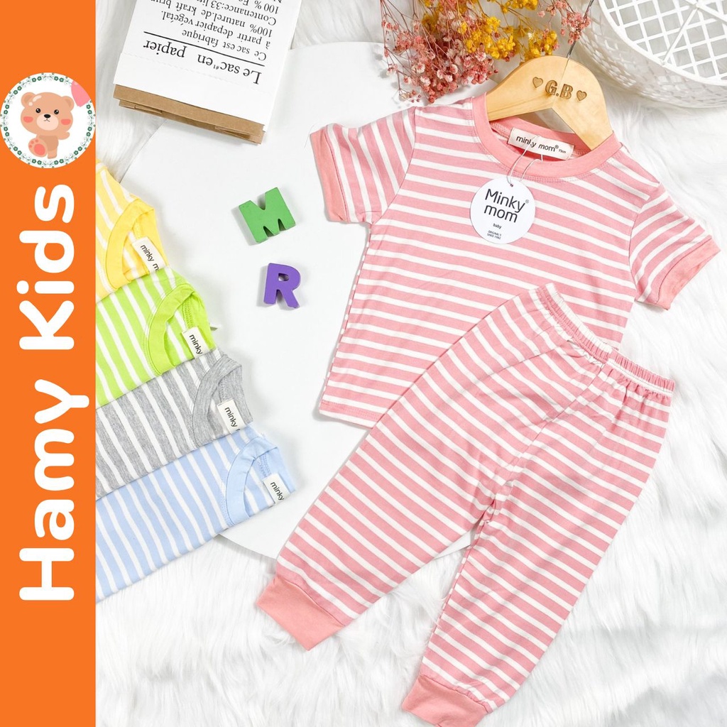Đồ Bộ Cho Bé Minky Mom Chính Hãng Thun Lạnh Sọc Dệt Ngang Tay Ngắn Quần Dài Nhiều Màu Bé Từ 0-5 Tuổi Dưới 20kg- Hamykids