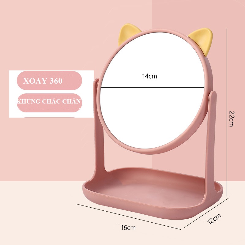 gương trang điểm để bàn mini có khay đựng mỹ phẩm hot hit