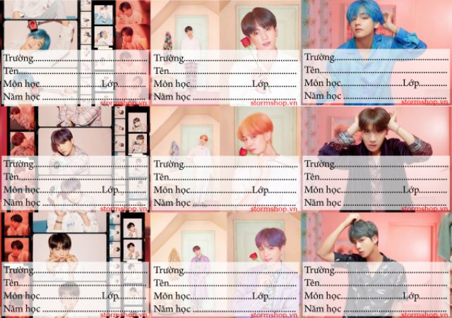 Nhãn vở BTS mẫu mới ALBUM &quot;PERSONA&quot; - Set gồm 9 cái