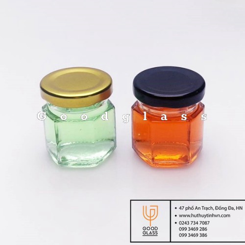 Hũ thủy tinh/ Lọ thủy tinh lục giác đựng gia vị. saffron, mật ong 50ml