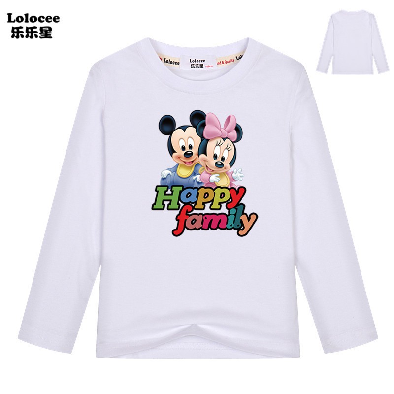 Áo thun dài tay cho chuột Minnie cho bé gái bé gái mùa xuân Cotton cơ bản