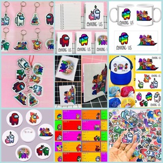 sét 64 món Among us :30 sticker ,20 nhãn vở , huy hiệu , 2 sổ .....