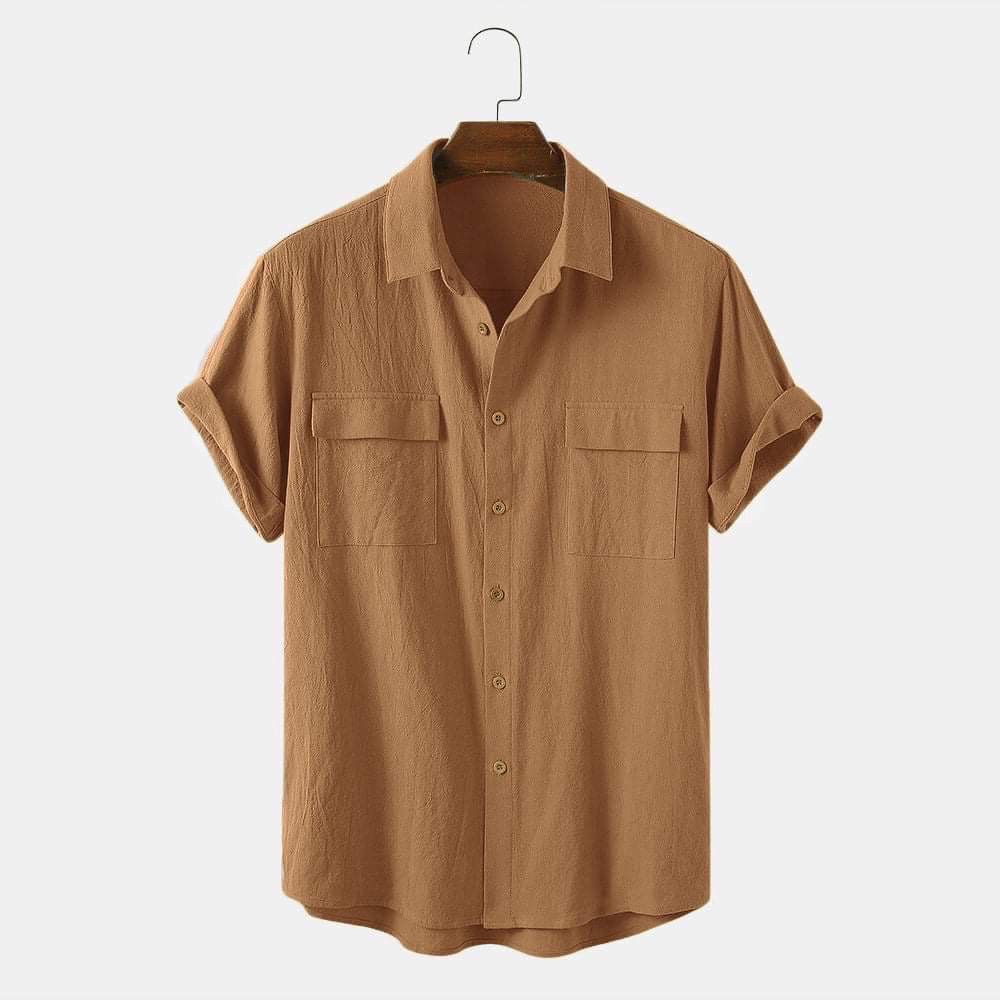 Áo đũi nam cổ bẻ sơ mi đũi BATIR, áo có cổ túi hộp thời trang nam sơ mi đũi cộc tay