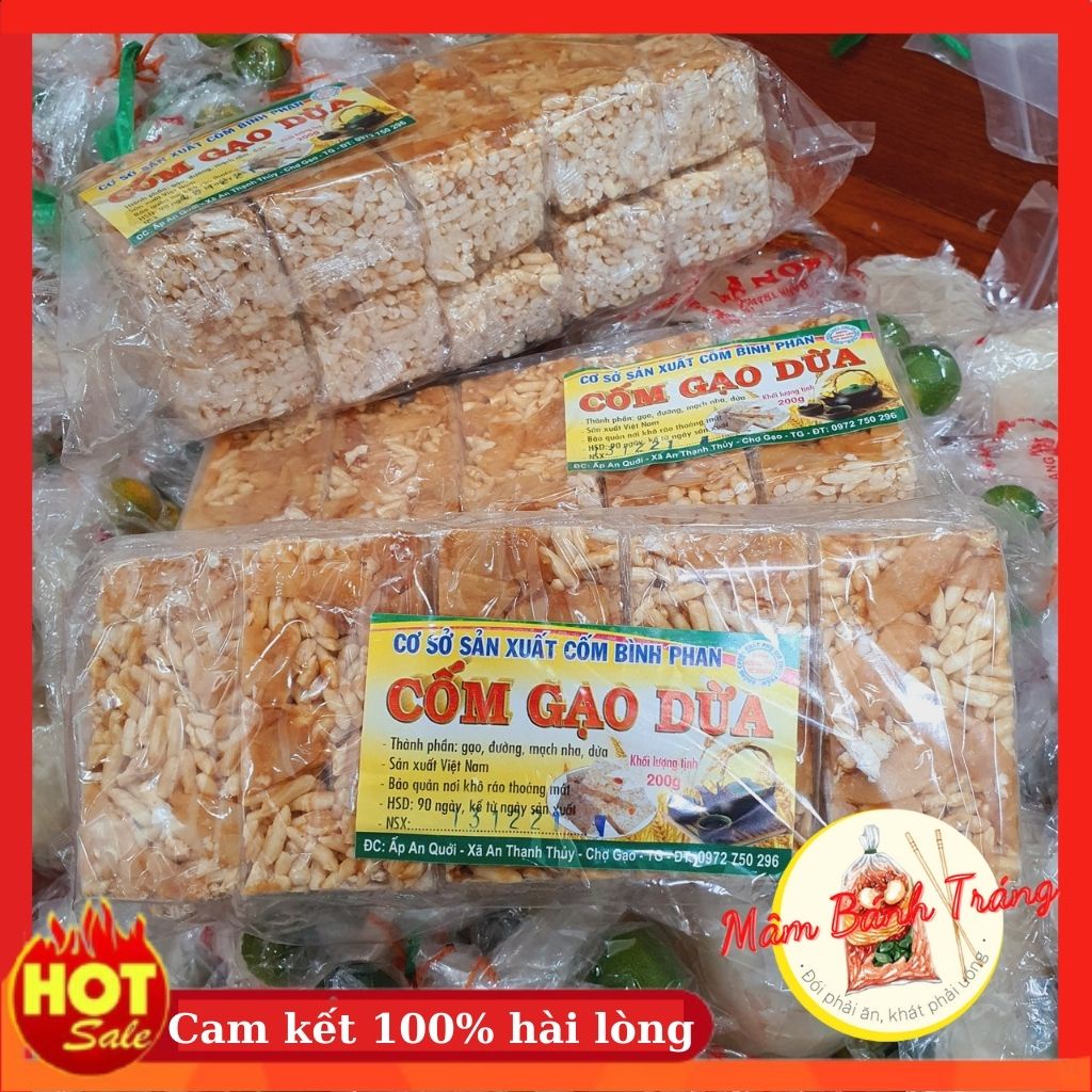 Bánh cốm gạo dừa thủ công đồ ăn vặt bánh cốm 10 gói/bịch - 04100039