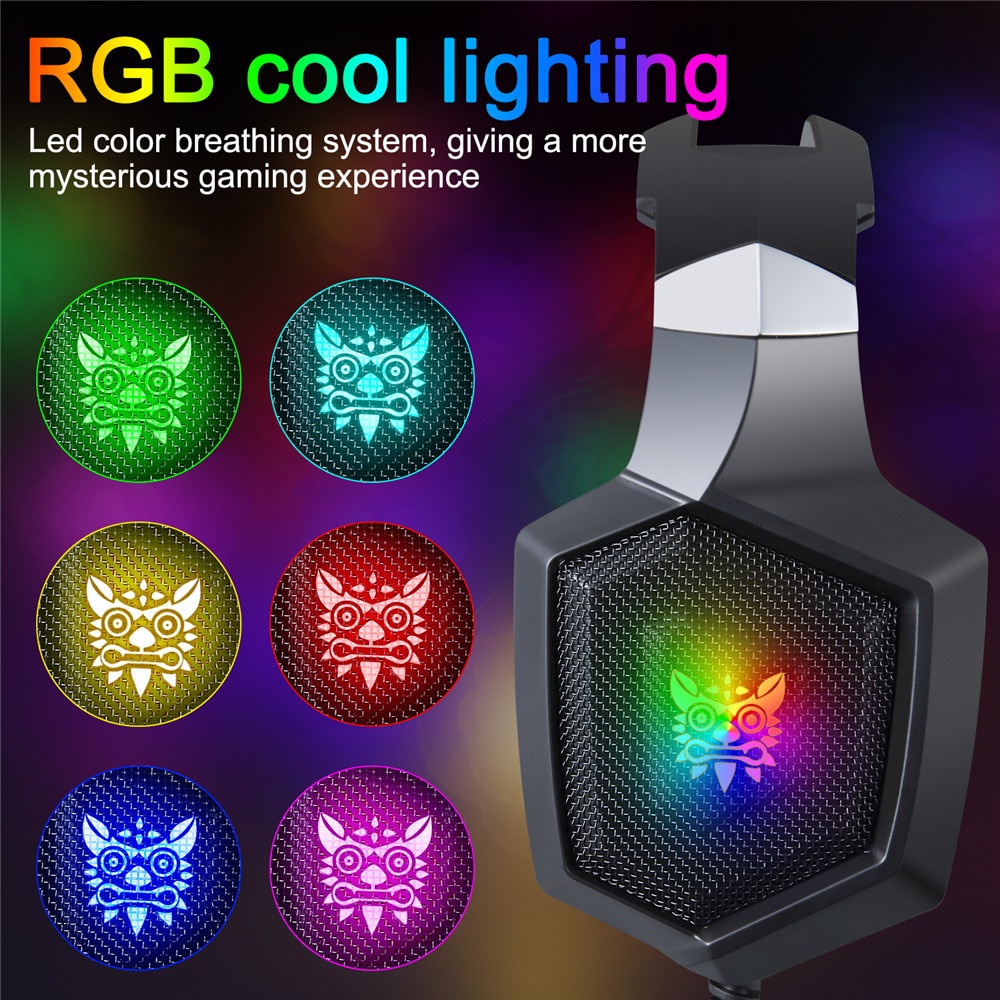 Tai nghe chơi game âm thanh nổi gắn trên đầu ONIKUMA K8 với micrô và đèn RGB