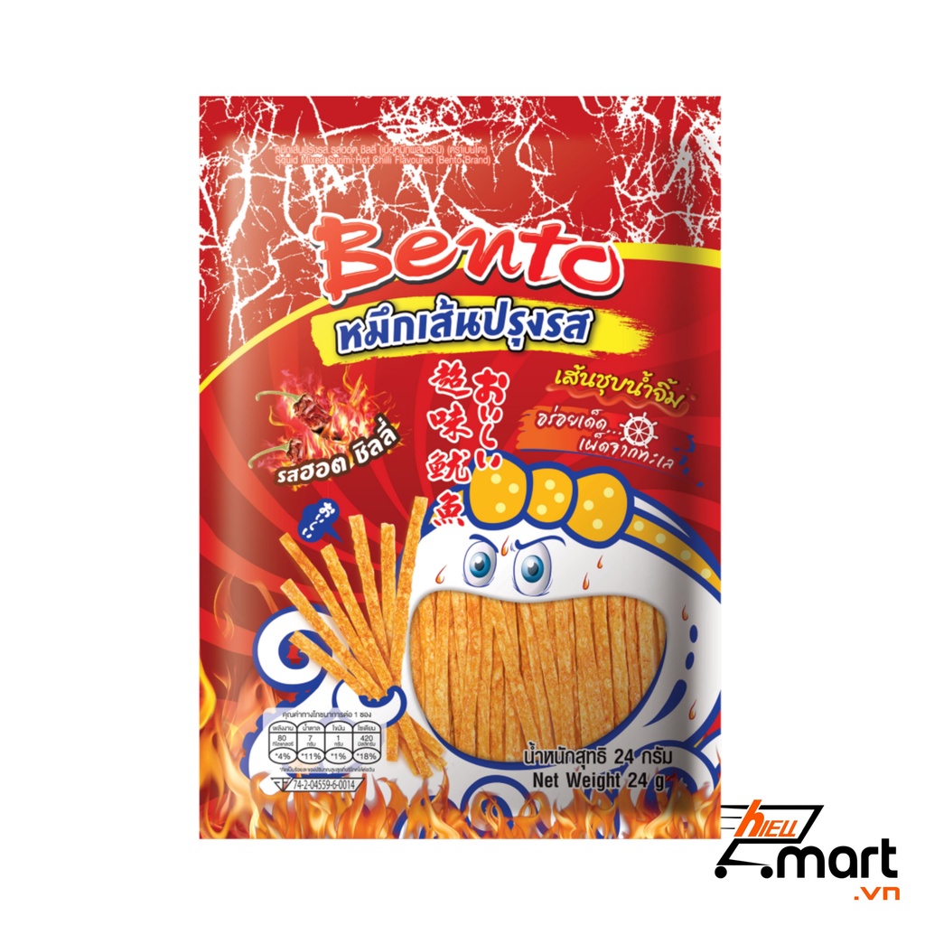 Mực Bento tẩm gia vị cay thái lan dây 13 gói