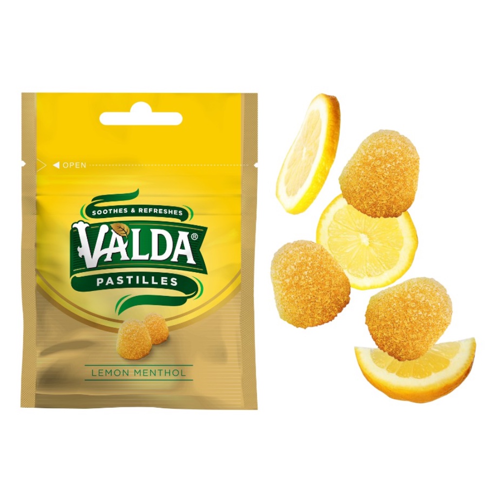 Combo 3 gói kẹo dẻo Valda Pastilles: Orginal Menthol 50g + 20g, Lemon Menthol
