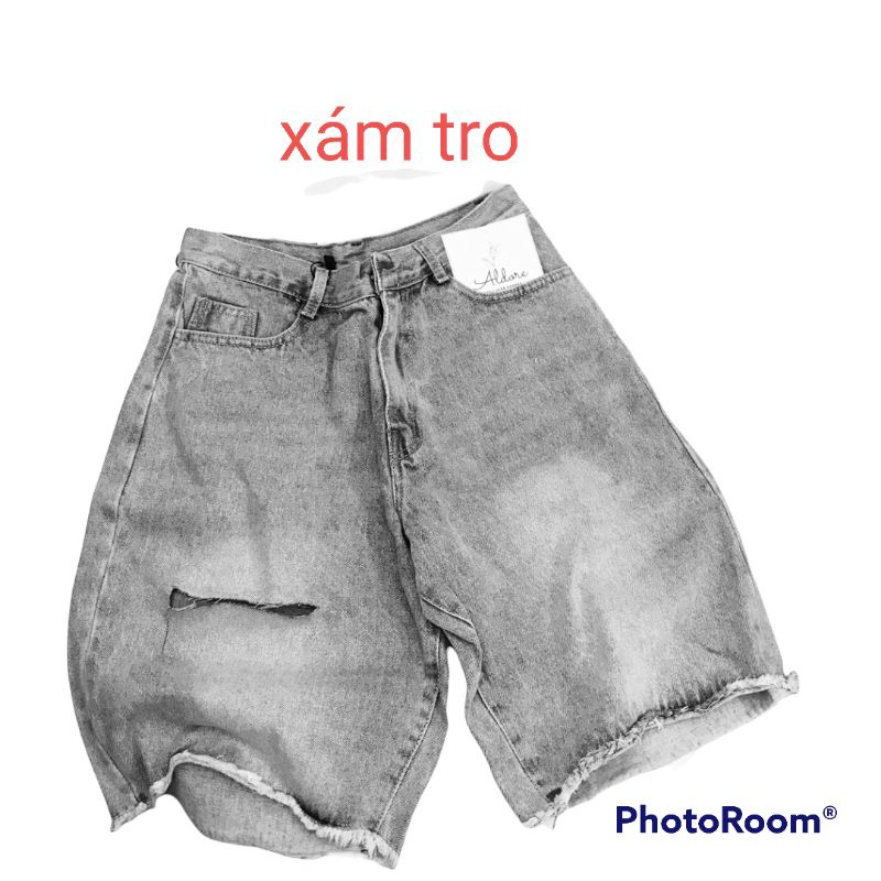 (Bigsize 30-36) Quần Suông Không Giãn Ống Rộng, Quần Short Jean Lưng Cao