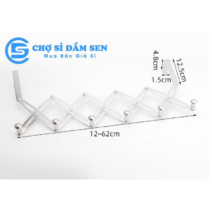 Móc treo đồ inox xếp gọn thông minh, móc treo sau cửa phòng, cửa tủ bếp, tủ quần áo G370-MTXG-inox