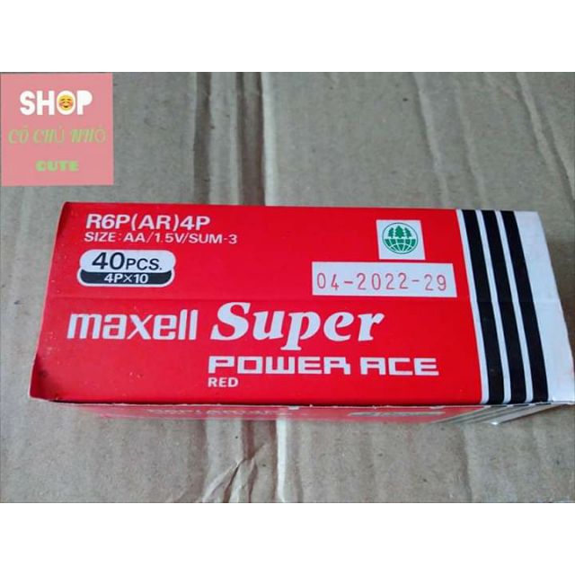 Pin tiểu AA Maxell Carbon R6/4S 1.5V 1 hộp 40 viên chính hãng