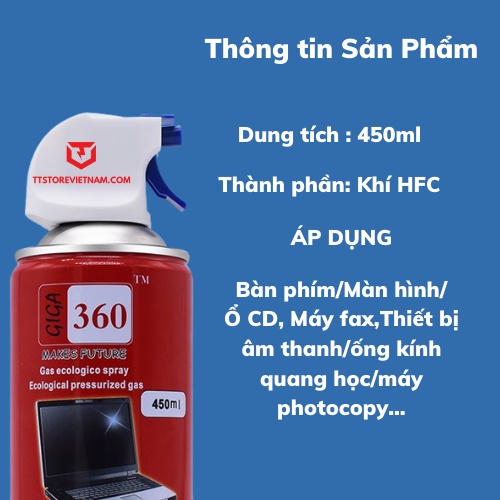 Bình xịt khí nén ( Bình Xịt Bụi Khí Nén Air Duster Màu Đỏ Chính Hãng)