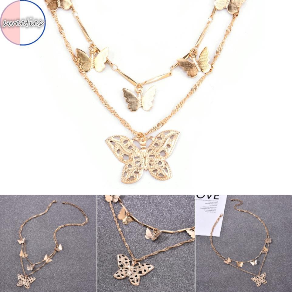 Dây Chuyền Hợp Kim 2 lớp Hình Bướm Xinh Xắn C178