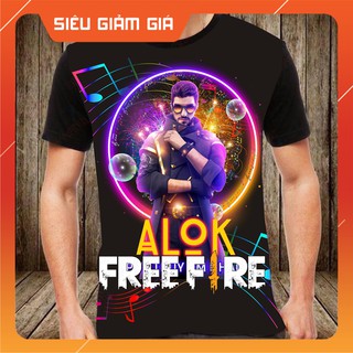 Áo Free Fire [Đủ Size] cổ tròn màu đen in hình Alok