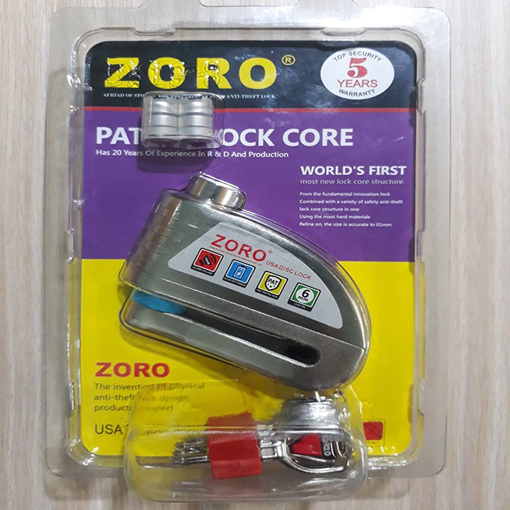 Khóa đĩa chống trộm💎FREESHIP💎Khóa đĩa hú còi báo động ZORO an toàn