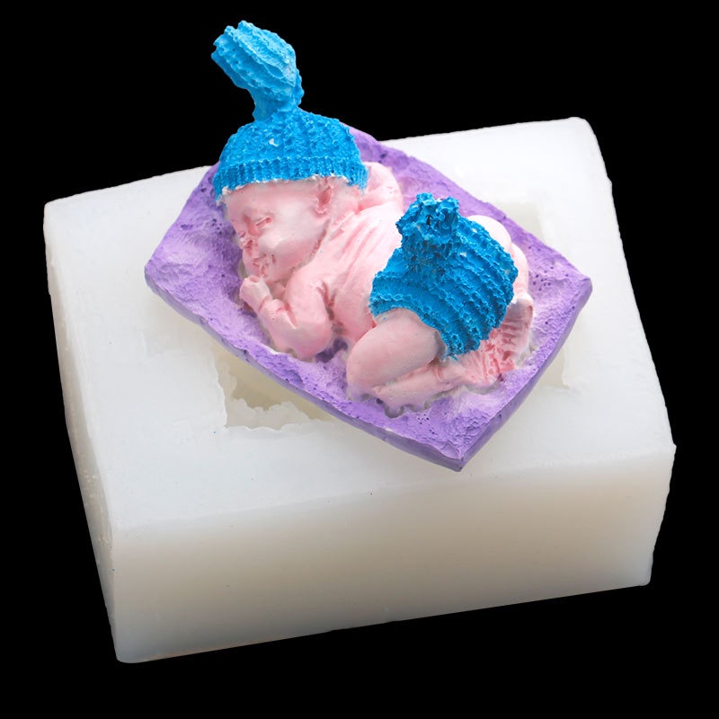 Khuôn Silicone Hình Em Bé Đang Ngủ Đáng Yêu