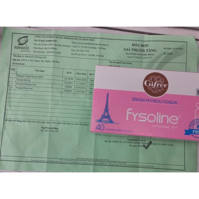 FYSOLINE Nước muối sinh lý Pháp vệ sinh mắt mũi tai cho bé hộp 40 ống