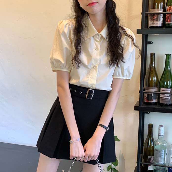 Áo polo SUXI tay phồng đơn giản thời trang mùa hè cho nữ