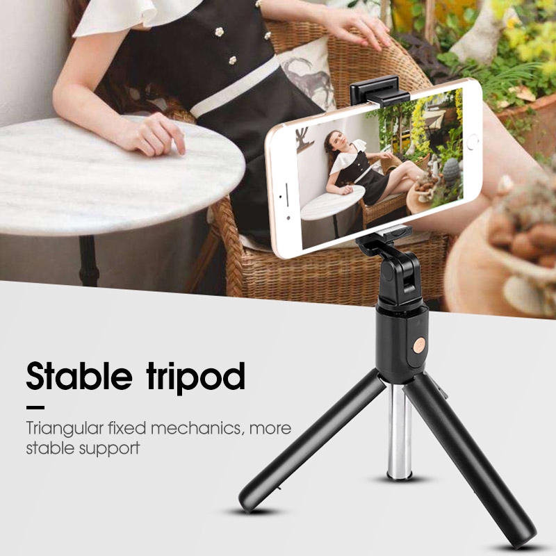 Gậy chụp ảnh tự sướng không dây Bluetooth với chân máy thu gọn kèm nút bấm cho IOS Android | BigBuy360 - bigbuy360.vn