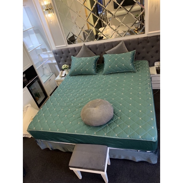 Bộ ga trần LV Lụa sateen cao cấp - Set ga gối 3 món lụa mát hè thu ( thoải mái với đệm chân cao dưới 30cm) MỚI