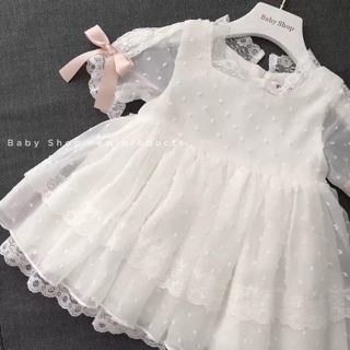 Váy công chúa cổ ren tay lỡ