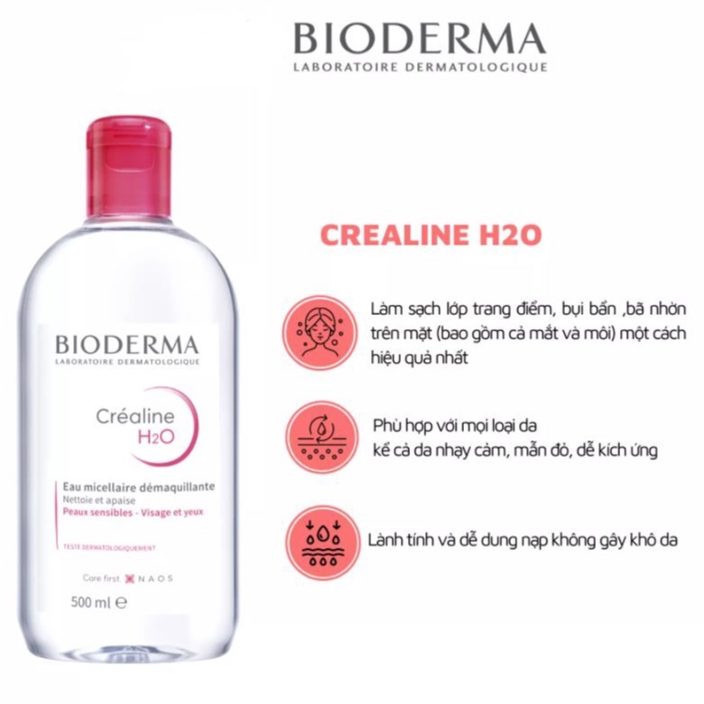 Nước tẩy trang Bioderma 500ml Pháp cho da dầu mụn, da khô &amp; da nhạy cảm - Bản nội địa Pháp