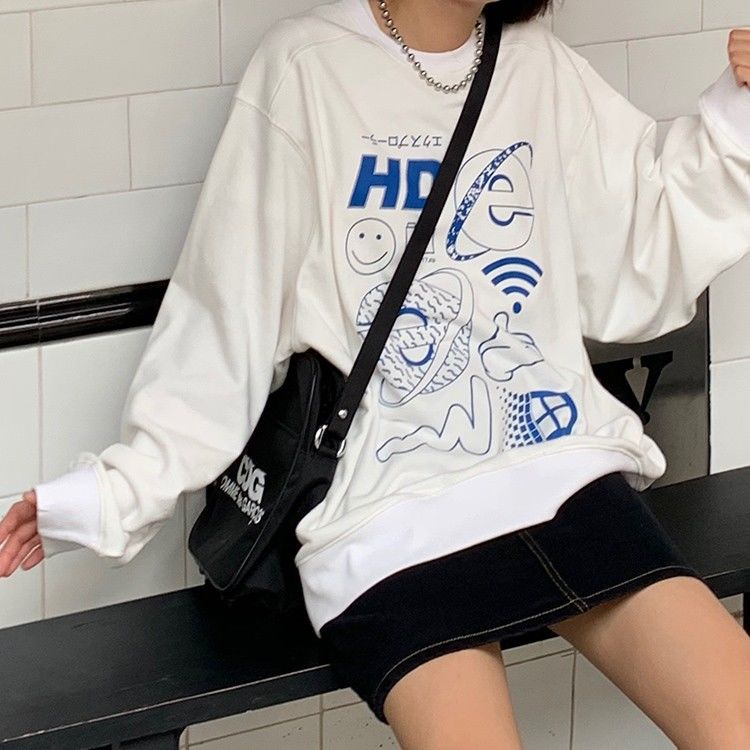 Áo Sweater Tay Dài Cổ Tròn Dáng Rộng Phong Cách Hàn Quốc Thời Trang Mùa Thu Mới Cho Nữ | BigBuy360 - bigbuy360.vn