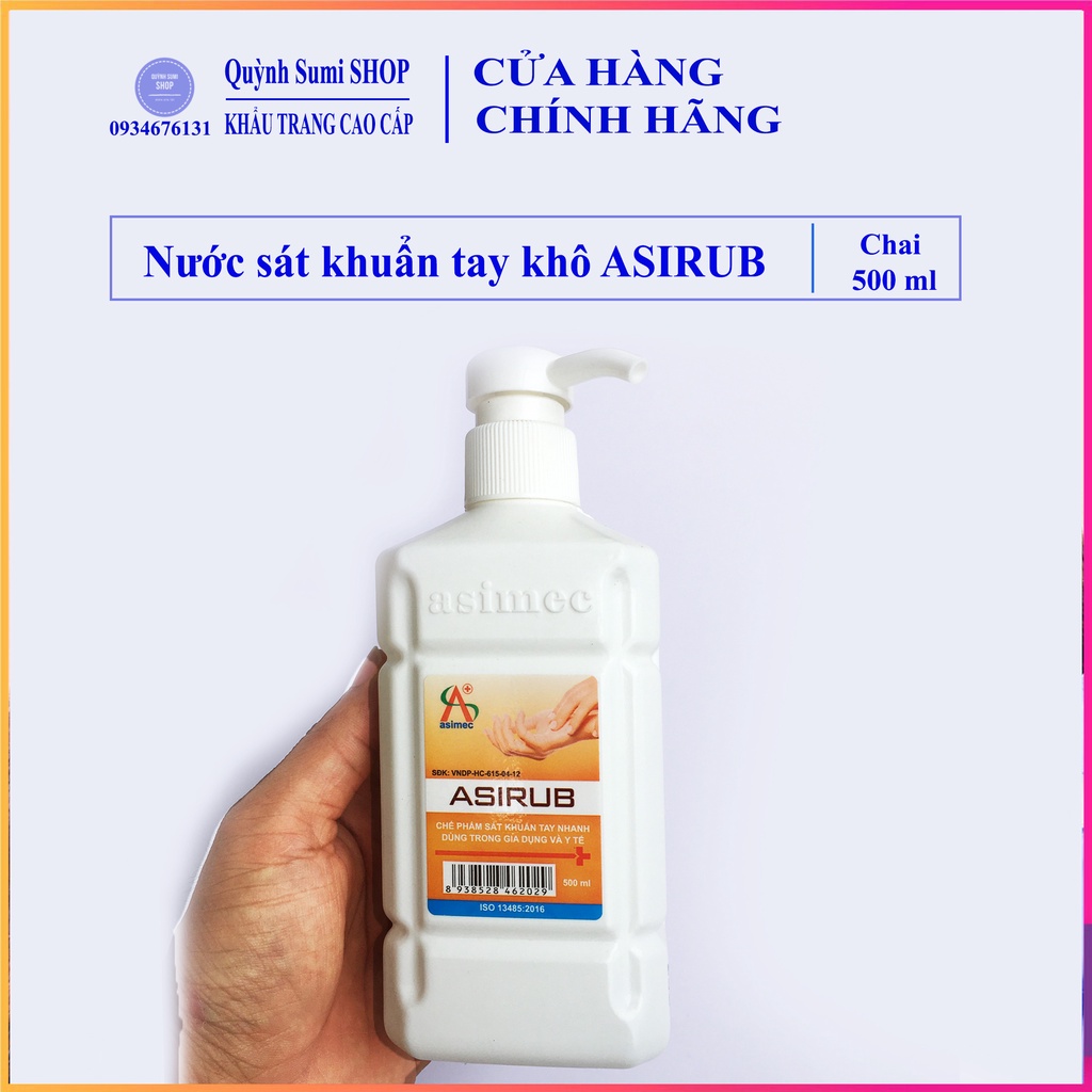 Nước Rửa Tay Khô Sát Khuẩn ASIRUB , Dung dịch sát khuẩn tay nhanh Asirub - Chai 500ml