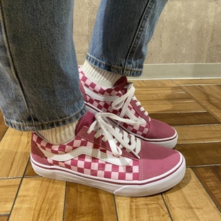 Giày vans cổ thấp old skool unisex nam nữ checkerboard kẻ hồng trắng