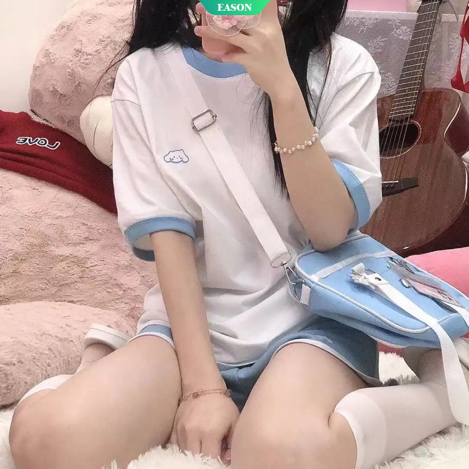 Sanrios Áo Thun Tay Ngắn Dáng Rộng In Hình Cinnamoroll Kuromi Dễ Thương Thoải Mái Cho Nữ