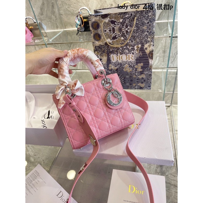 Túi xách tay mini nữ dây đeo bằng da đính hoạ tiết dior CD