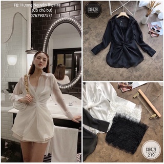 55-90kg bigsize set áo sơ mi xoắn + bra ren s202.76