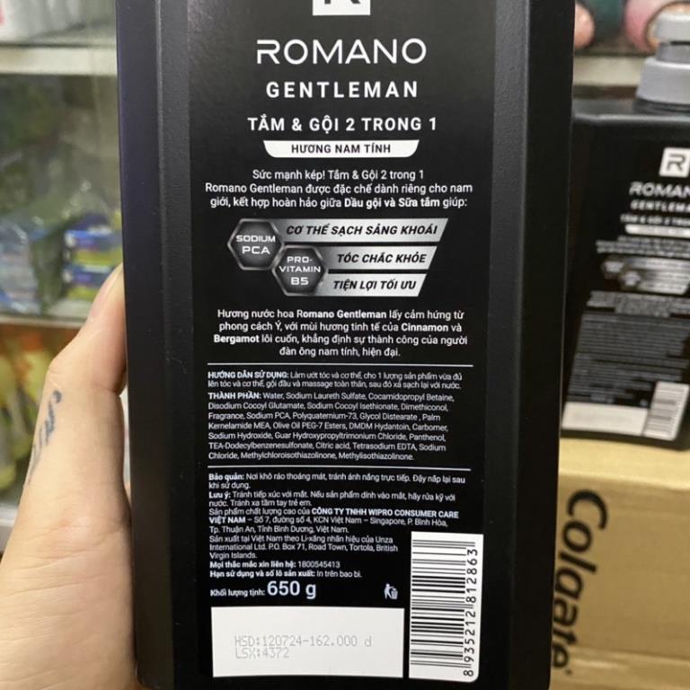 Tắm gội Romano 2in1 hương nước hoa đủ mùi Classic - Force - Attitude - Gentleman 650g