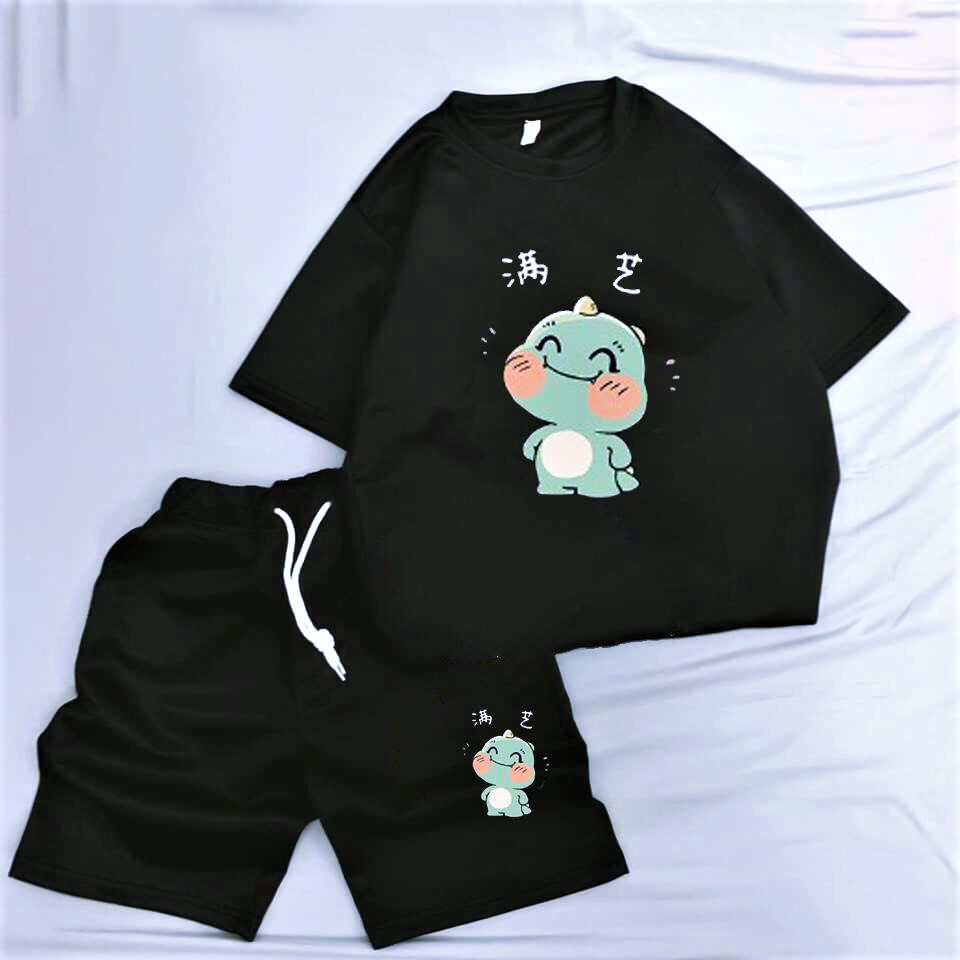 Bộ đồ nam nữ tay lỡ Unisex hoạt hình Má hồng form rộng chât cotton co dãn thoải mái