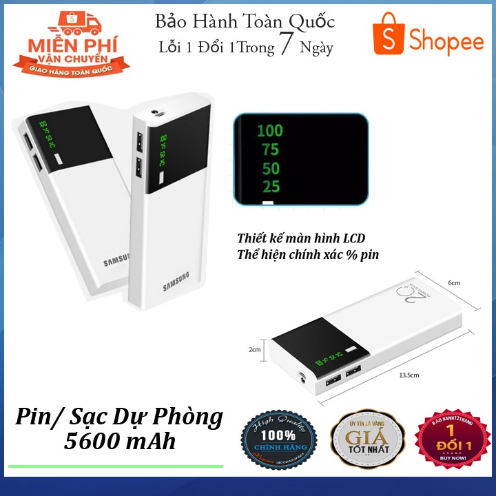 Pin/Sạc dự phòng 5600mah thế hệ mới có đèn led, kiểu dáng nhỏ gọn tiện ích