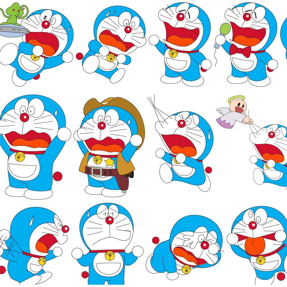 Bộ 35 Sticker Doremon - Hình Dán Mèo Doreamon Trang Trí Mũ Bảo Hiểm Điện Thoại Xe Máy - Chống Thấm Nước