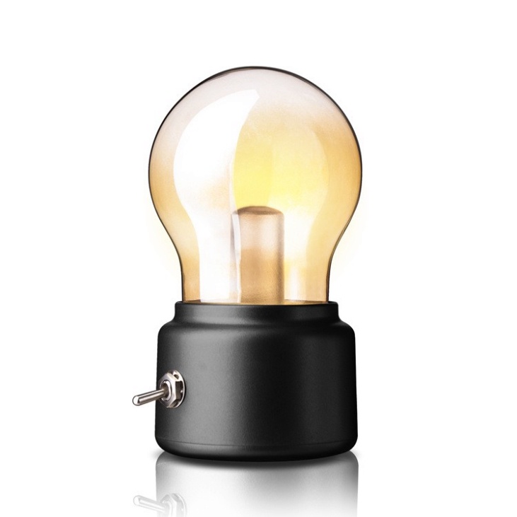 Đèn Ngủ Mini Pin Sạc Sáng 25h Liên Tục Kiểu Dáng Cổ Điển, Tích Điện, Ánh Sáng Vàng, Dùng Để Bàn, DECOR Trang Trí