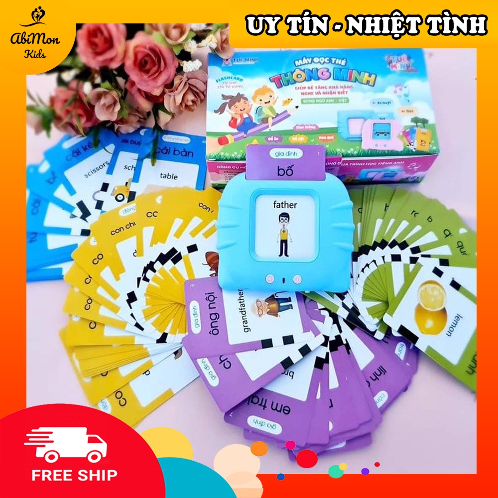 Máy Đọc Thẻ Từ Vựng Anh - Việt Cho Bé (224 từ - sạc pin) ☘️ Montessori ✨ (Đồ chơi Giáo Dục - An toàn - Thông minh)