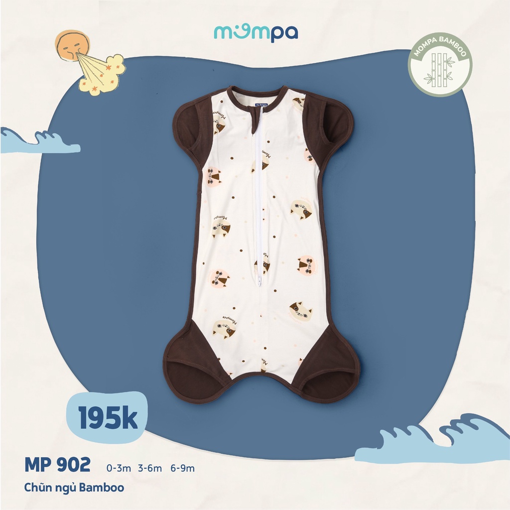 Nhộng chũn ngủ sơ sinh Mompa cho bé từ 0-9 tháng tuổi vải sợi tre thoáng mát - 8 màu - MP 902