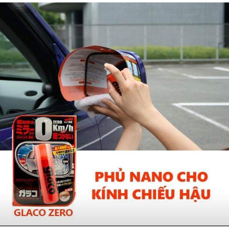 Phủ Nano gương chiếu hậu ô tô Glaco Mirror Coat Zero - Soft99 (Phủ Nano Kính Chiếu Hậu) chính hãng Nhật Bản