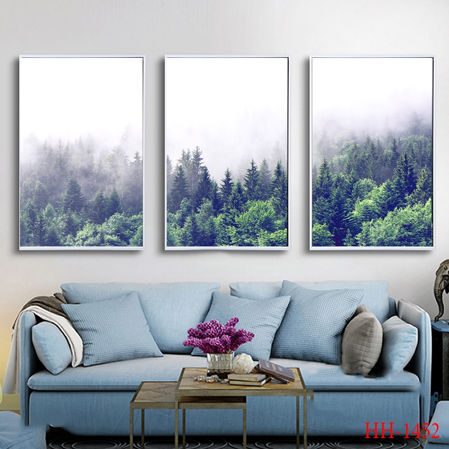 Set bộ 3 tranh treo tường Tâm House chất liệu mới canvas thiết kế bắt mắt đa dạng mẫu mã